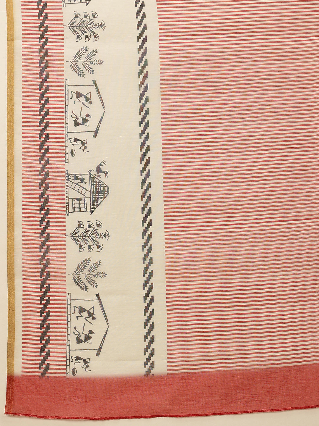 Striped Chanderi Cotton Digital Printed Maroon Saree