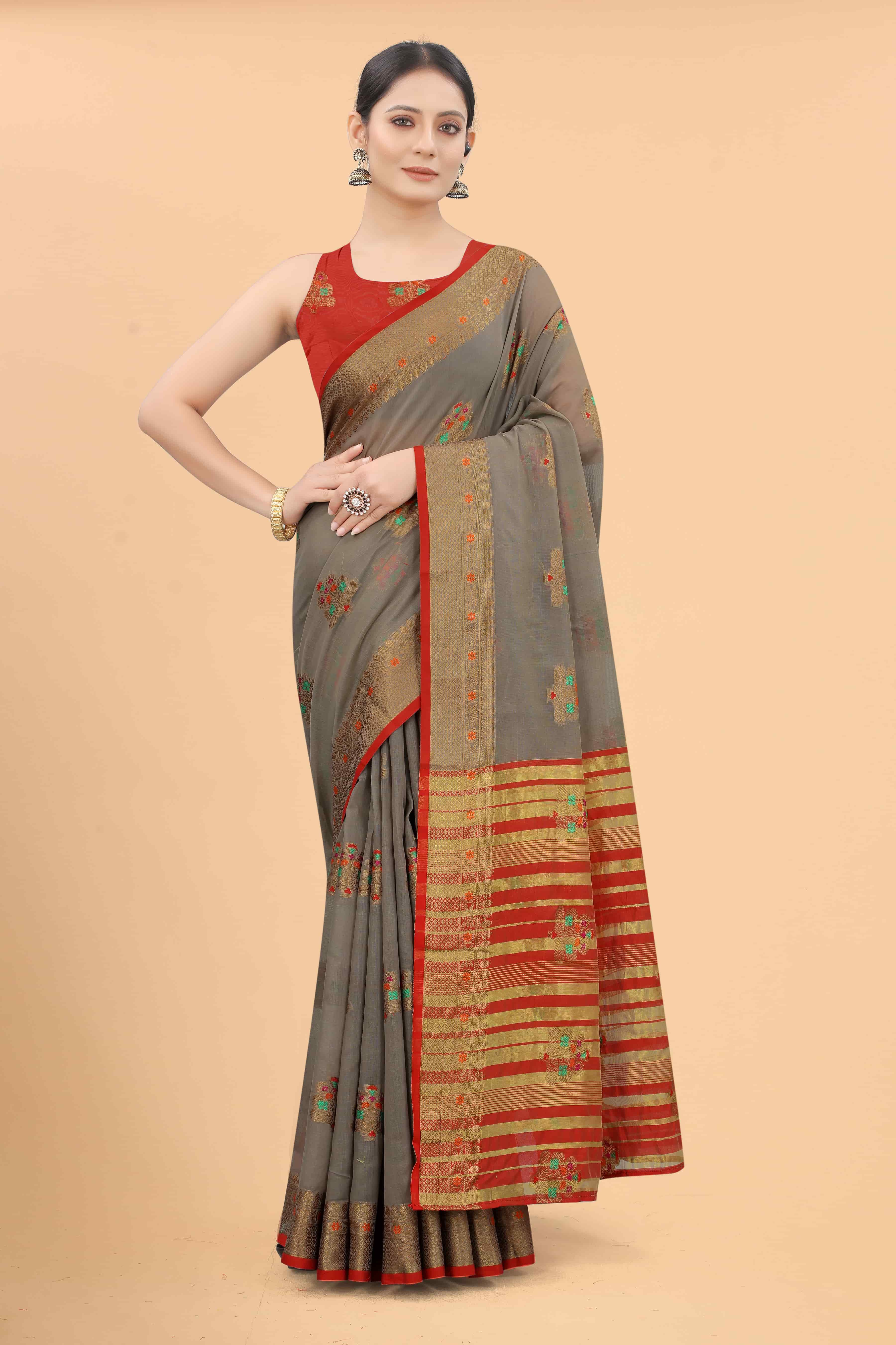 Women's Floral Woven Cotton Saree