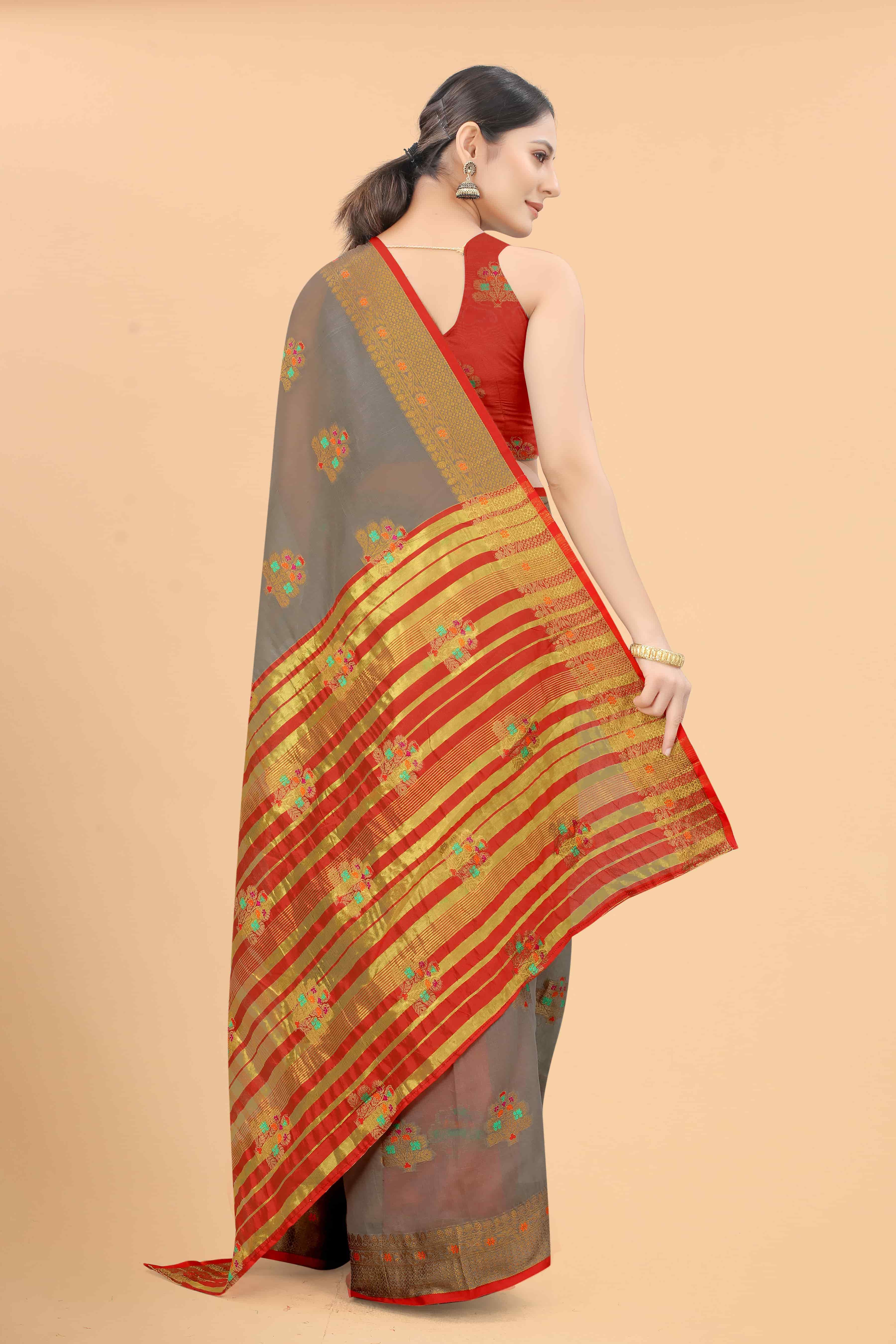 Women's Floral Woven Cotton Saree