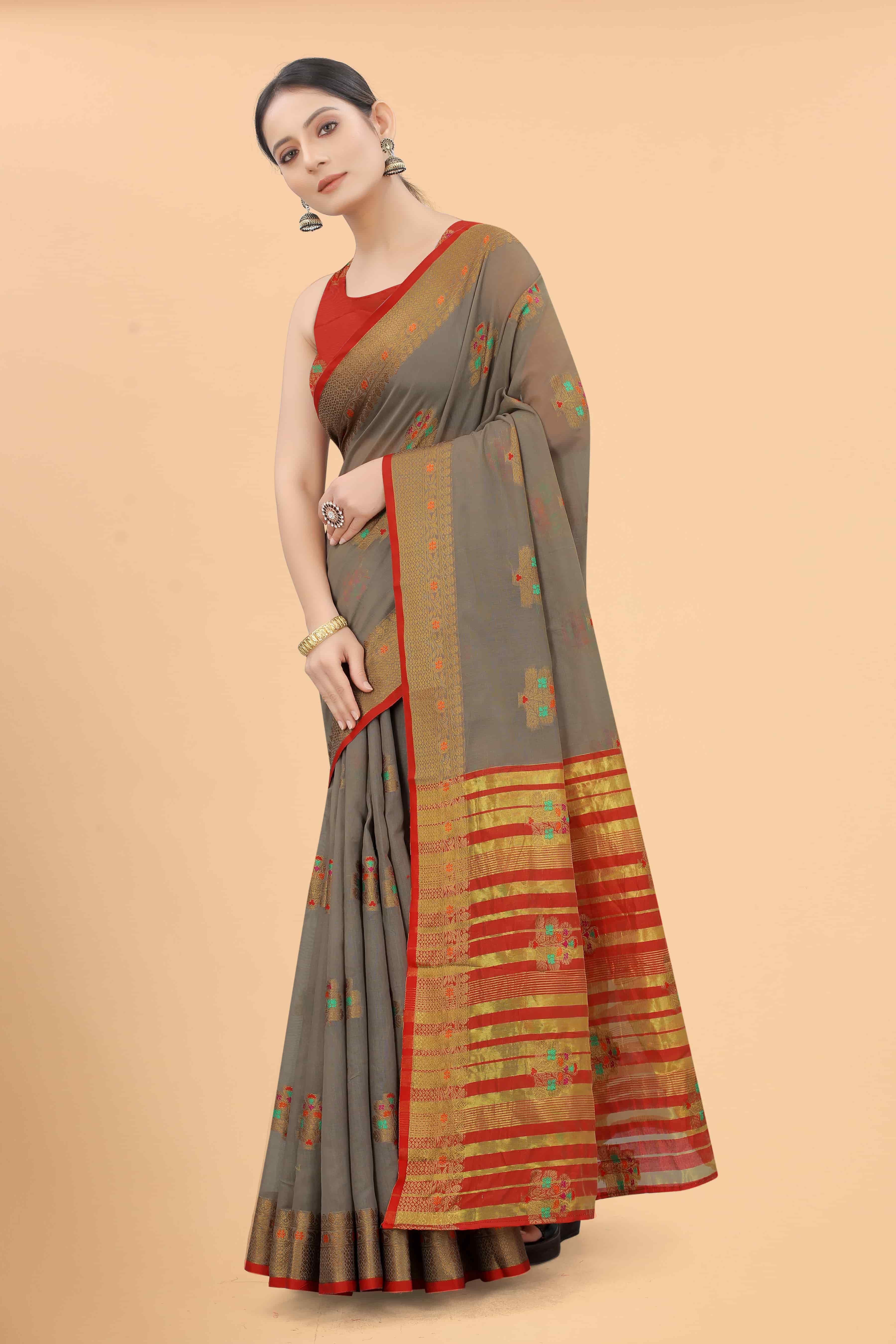 Women's Floral Woven Cotton Saree