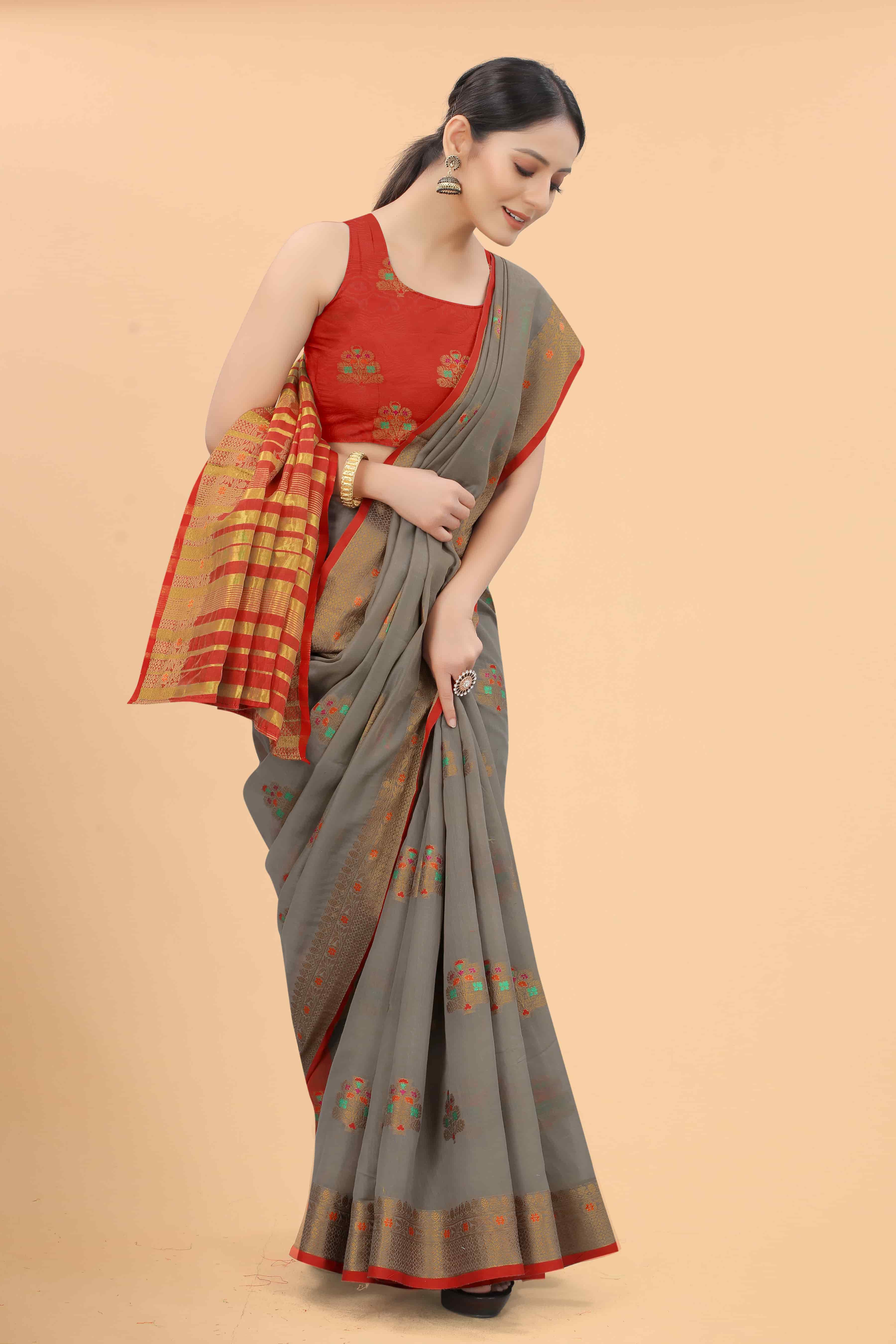 Women's Floral Woven Cotton Saree