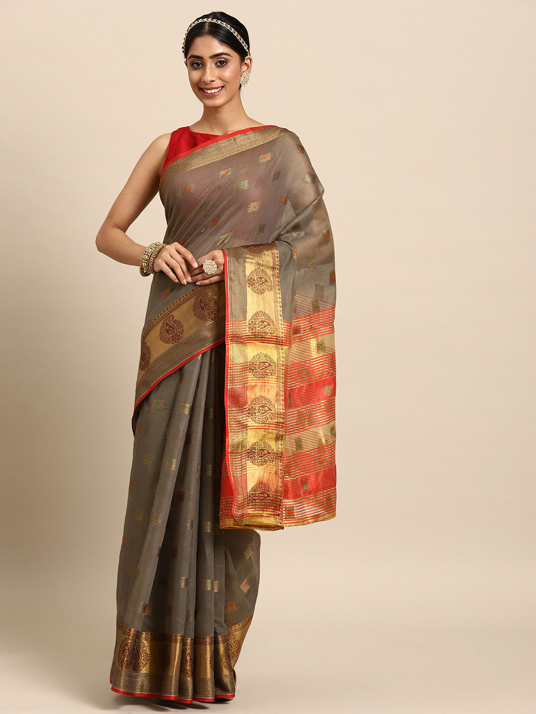 Women's Floral Woven Cotton Saree