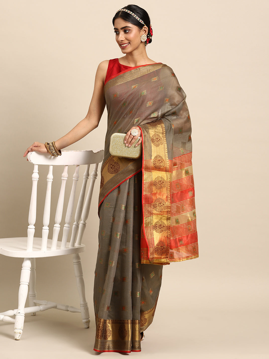 Women's Floral Woven Cotton Saree
