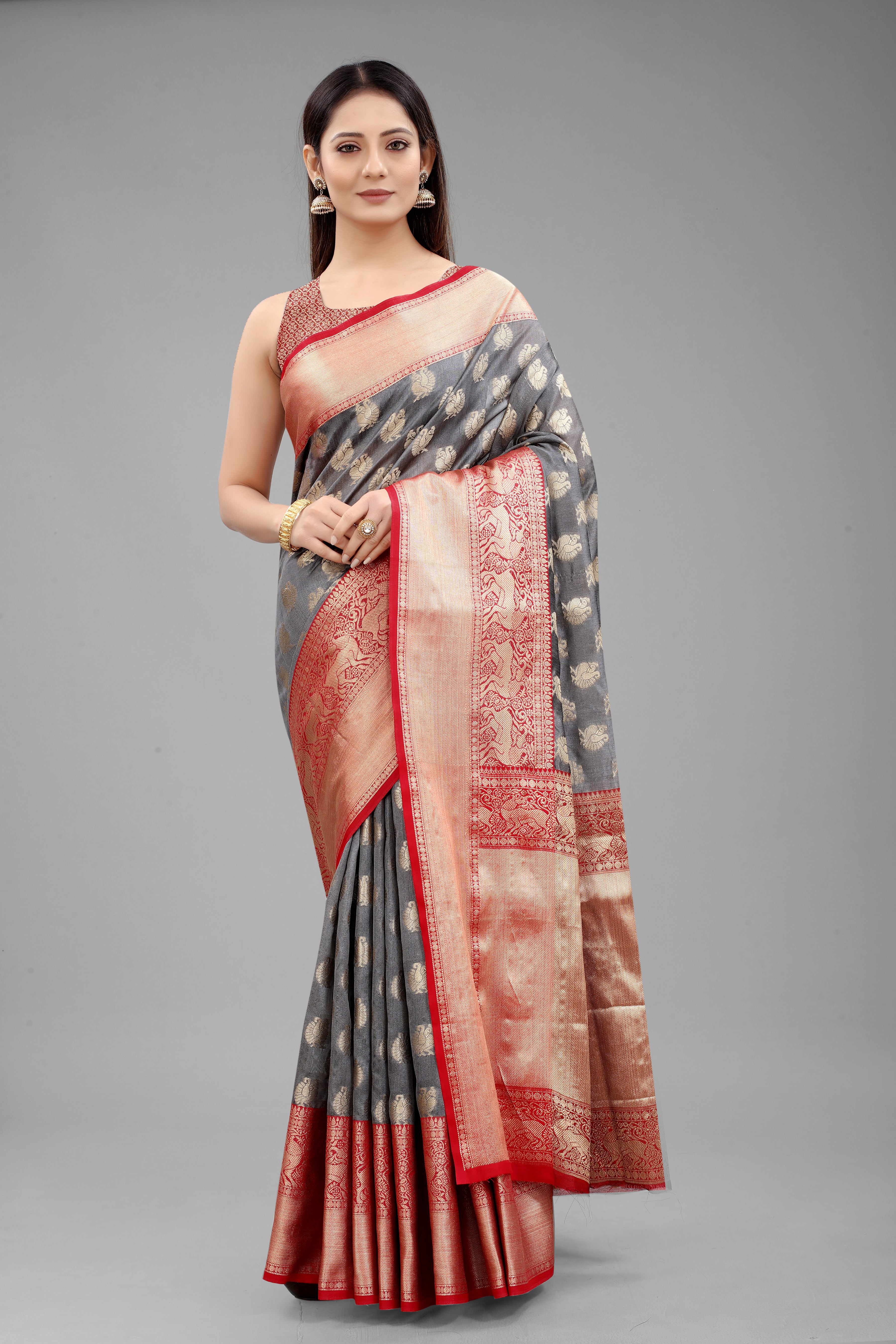 Women's Kanjiwaram Silk Woven Saree