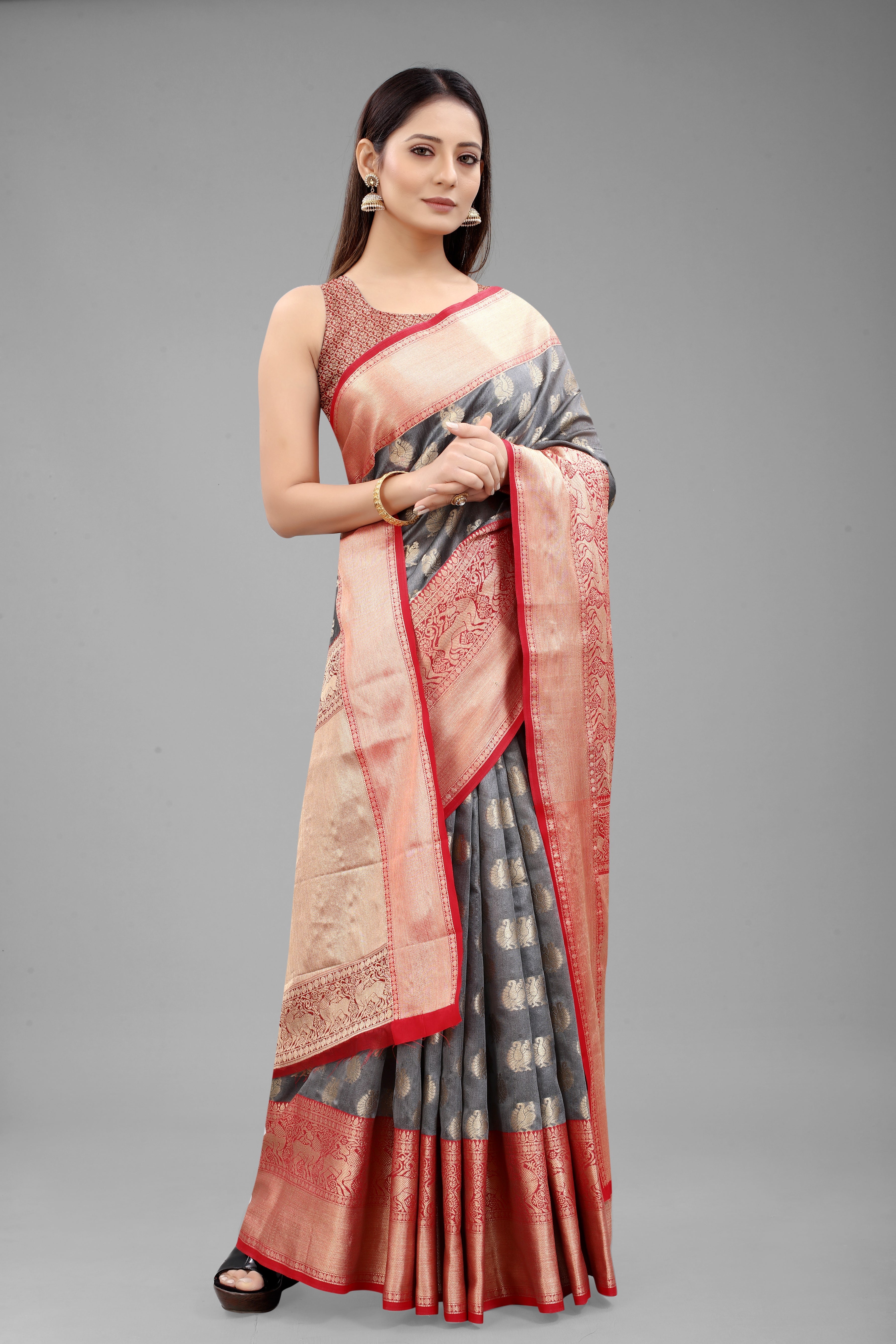 Women's Kanjiwaram Silk Woven Saree