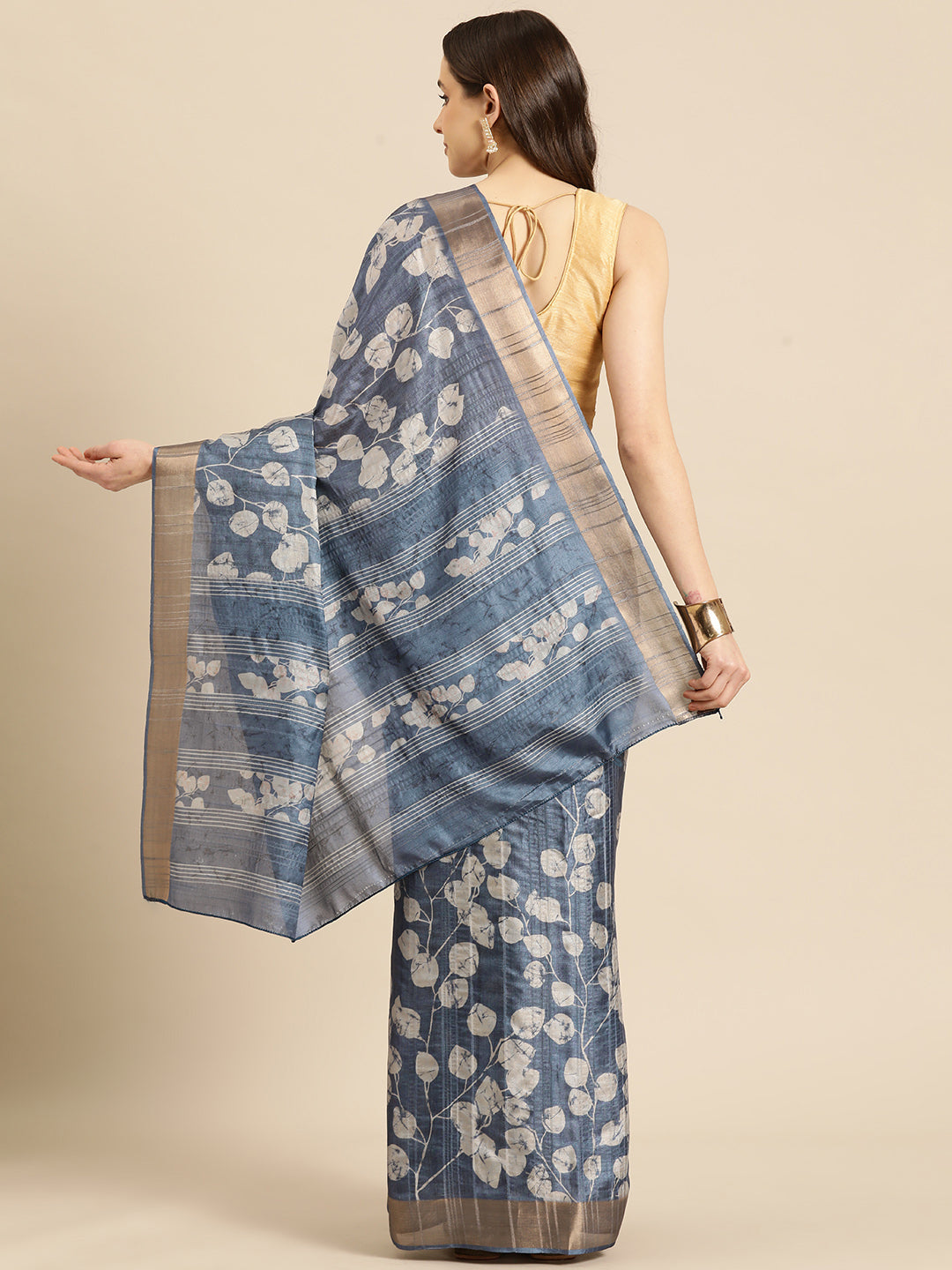 Floral Print Soft Silk Zari Woven Saree