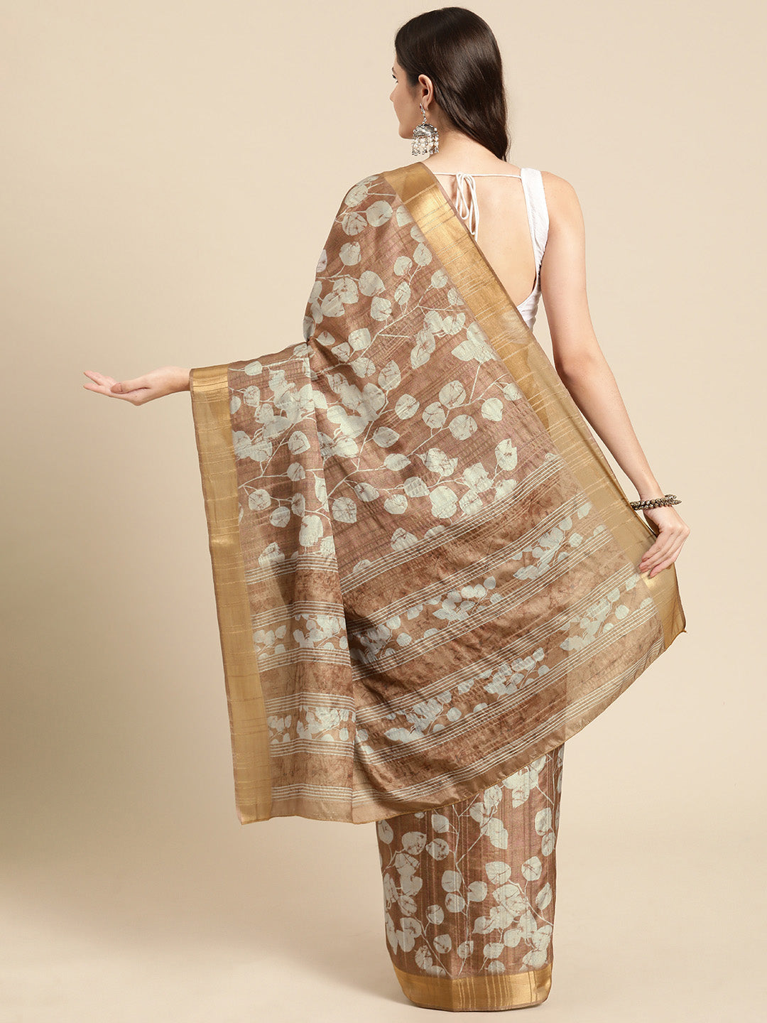 Floral Print Soft Silk Zari Woven Saree