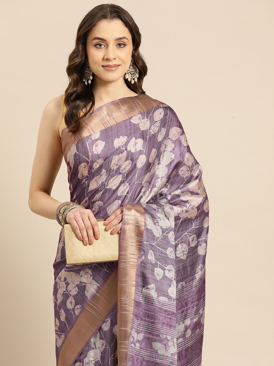 Floral Print Soft Silk Zari Woven Saree