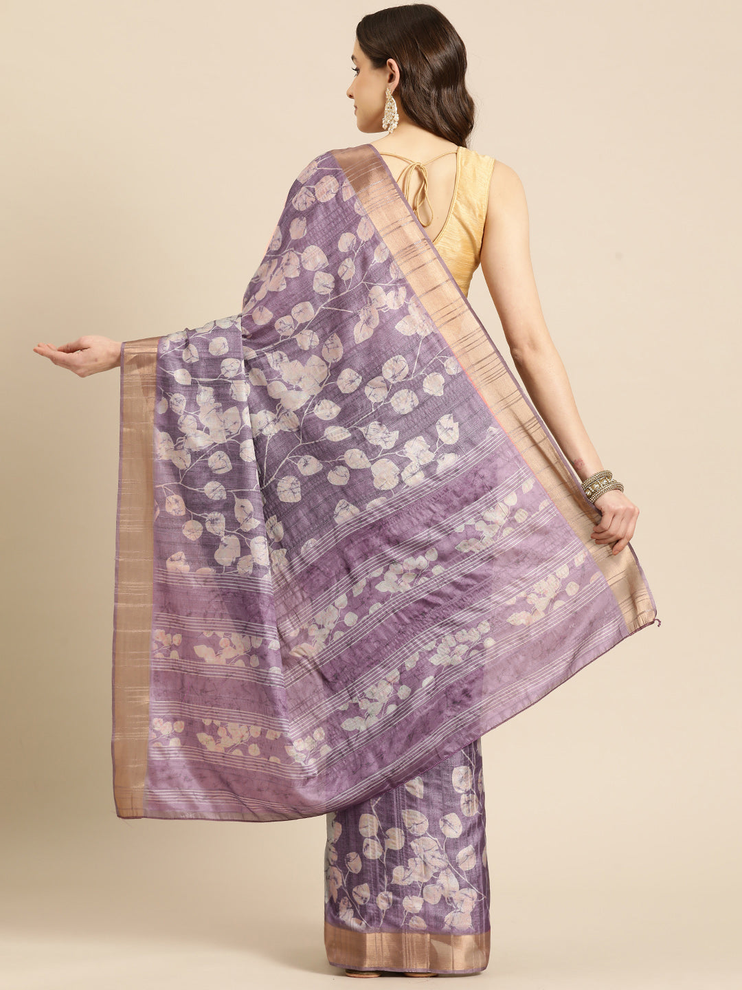 Floral Print Soft Silk Zari Woven Saree