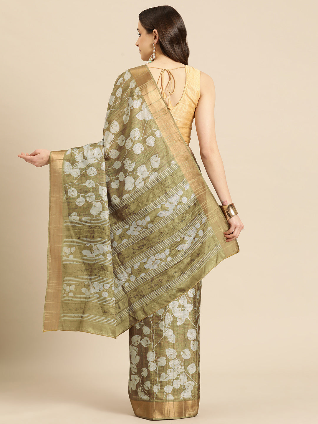 Floral Print Soft Silk Zari Woven Saree