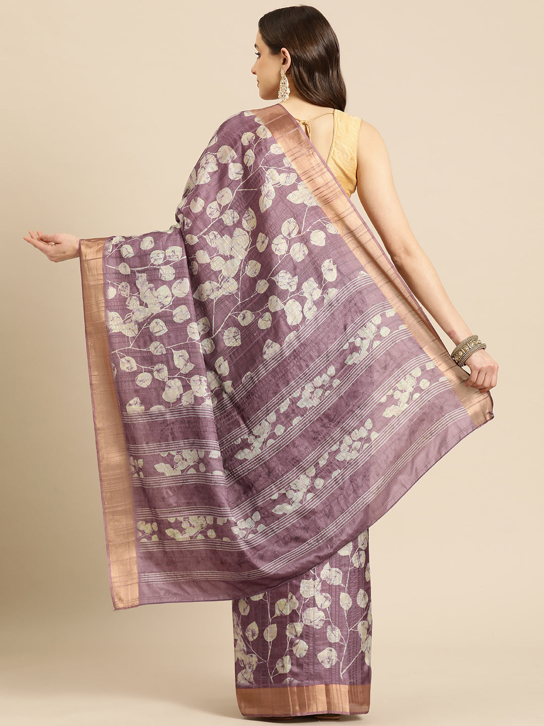 Floral Print Soft Silk Zari Woven Saree
