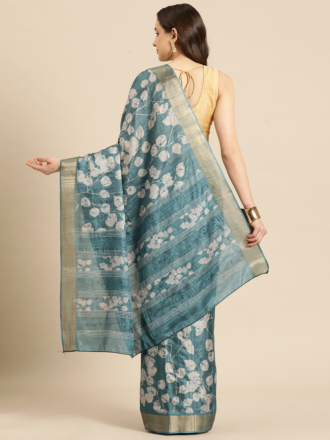 Floral Print Soft Silk Zari Woven Saree
