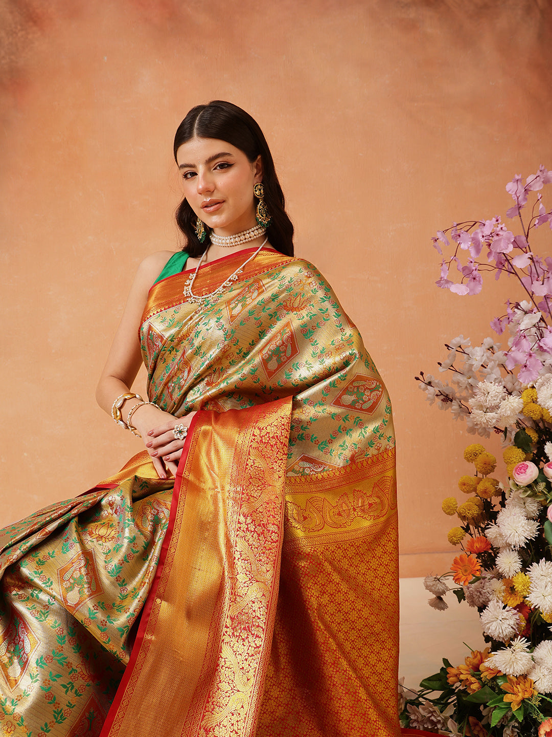 Pure Silk Royal Kanchipuram Pattu Multicolor Regal Weave Saree