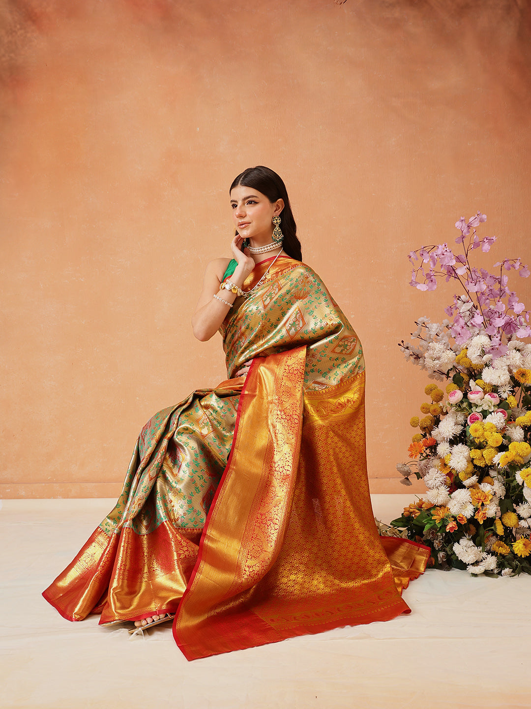 Pure Silk Royal Kanchipuram Pattu Multicolor Regal Weave Saree