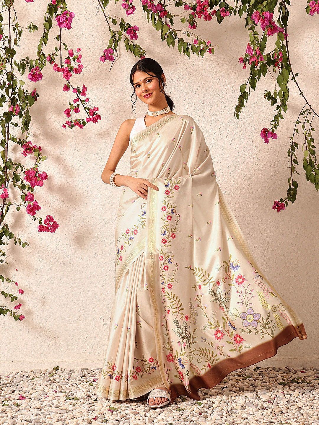 Tussar Color Soft Silk Floral Digital Printed Saree