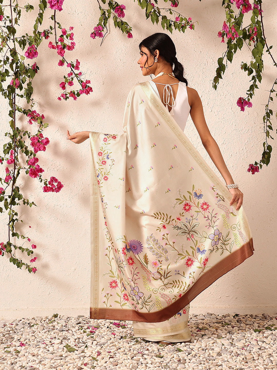 Tussar Color Soft Silk Floral Digital Printed Saree