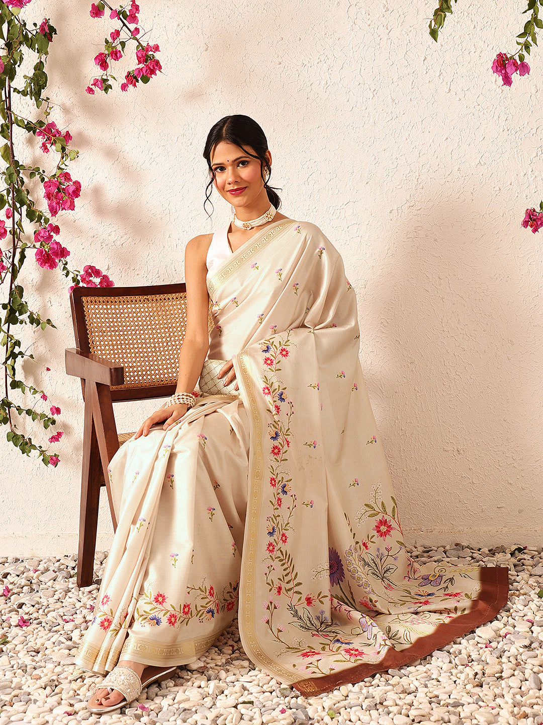 Tussar Color Soft Silk Floral Digital Printed Saree