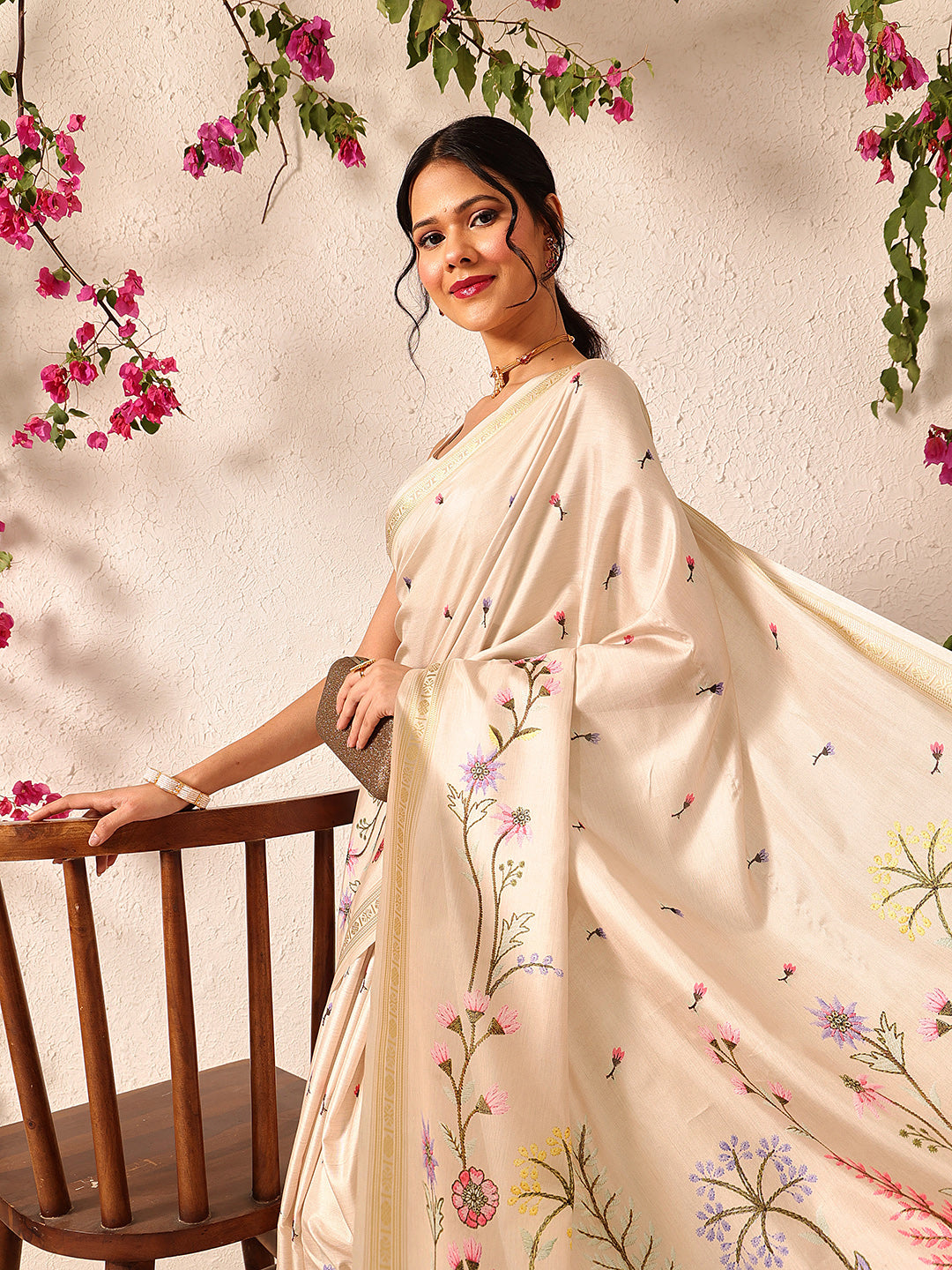 Tussar Color Soft Silk Floral Digital Printed Saree