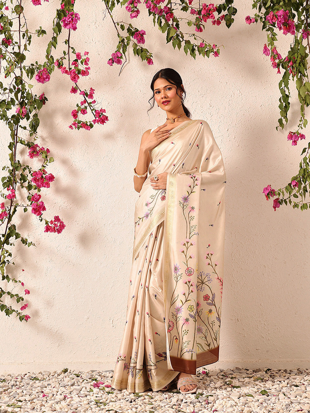 Tussar Color Soft Silk Floral Digital Printed Saree