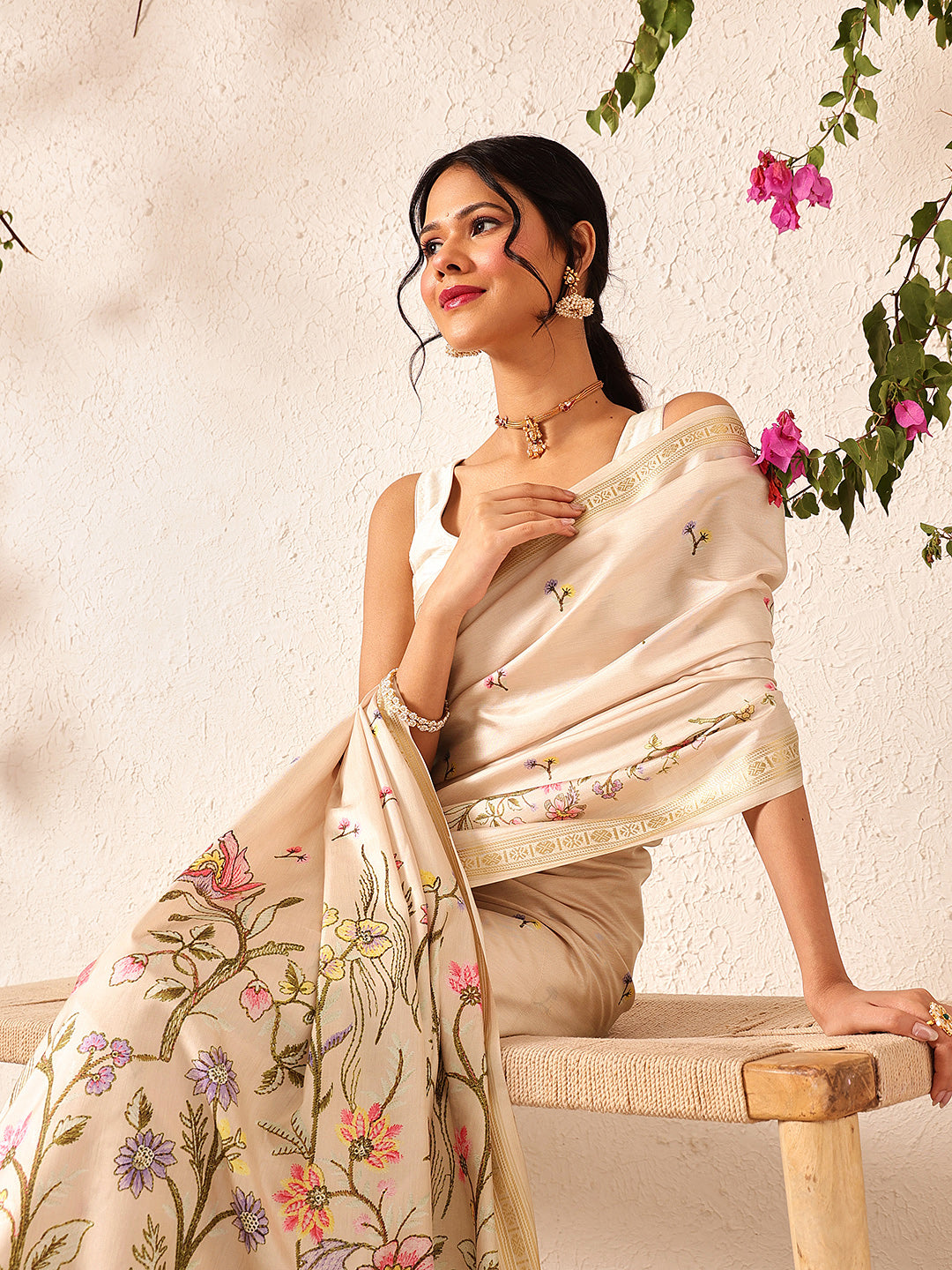 Tussar Color Soft Silk Floral Digital Printed Saree