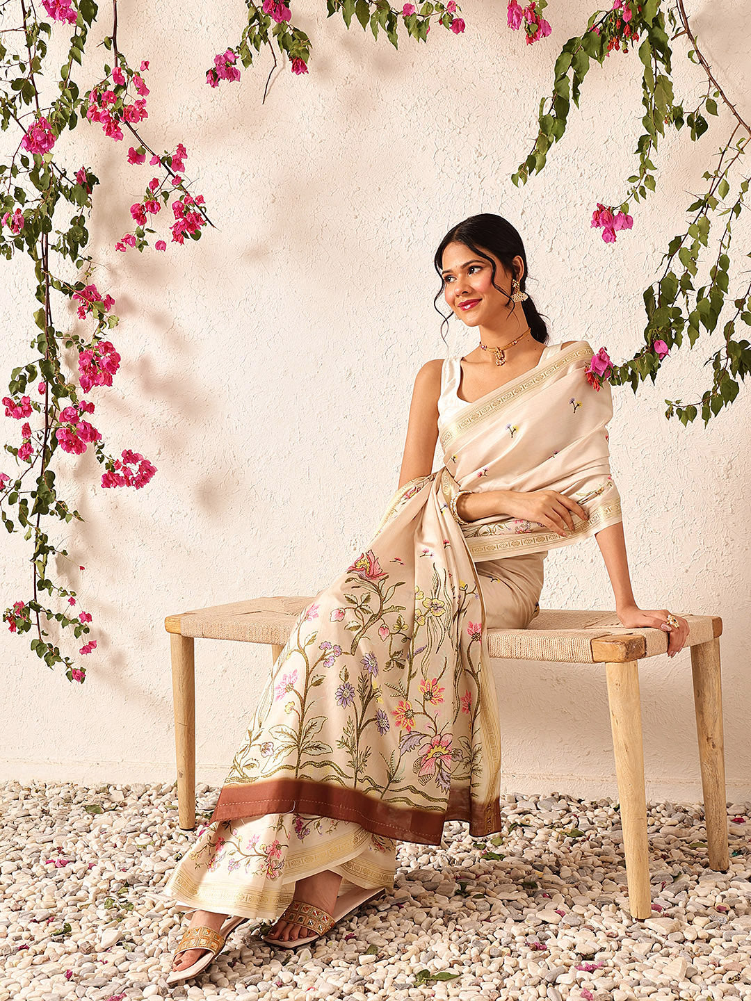 Tussar Color Soft Silk Floral Digital Printed Saree
