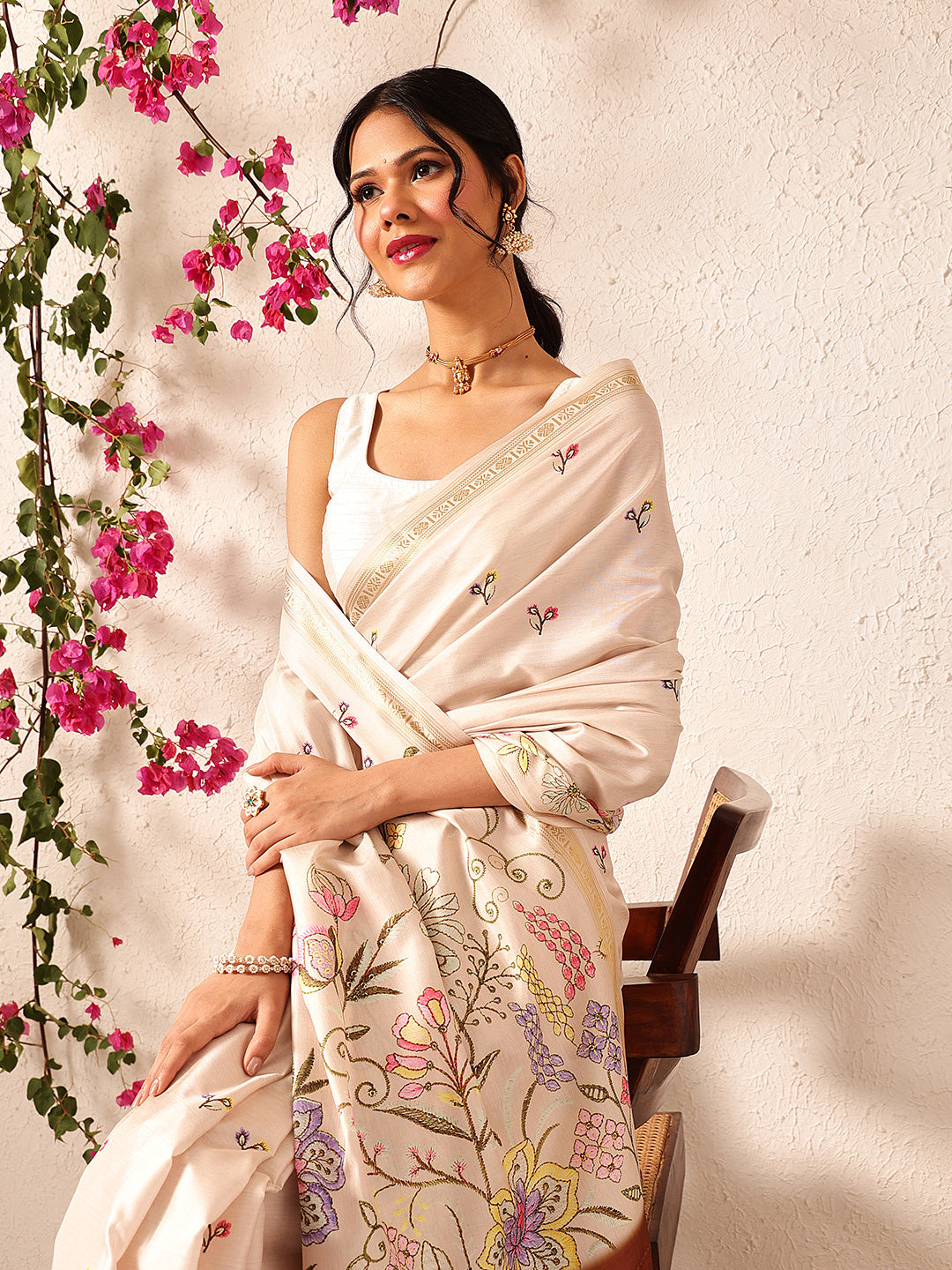Tussar Color Soft Silk Floral Digital Printed Saree