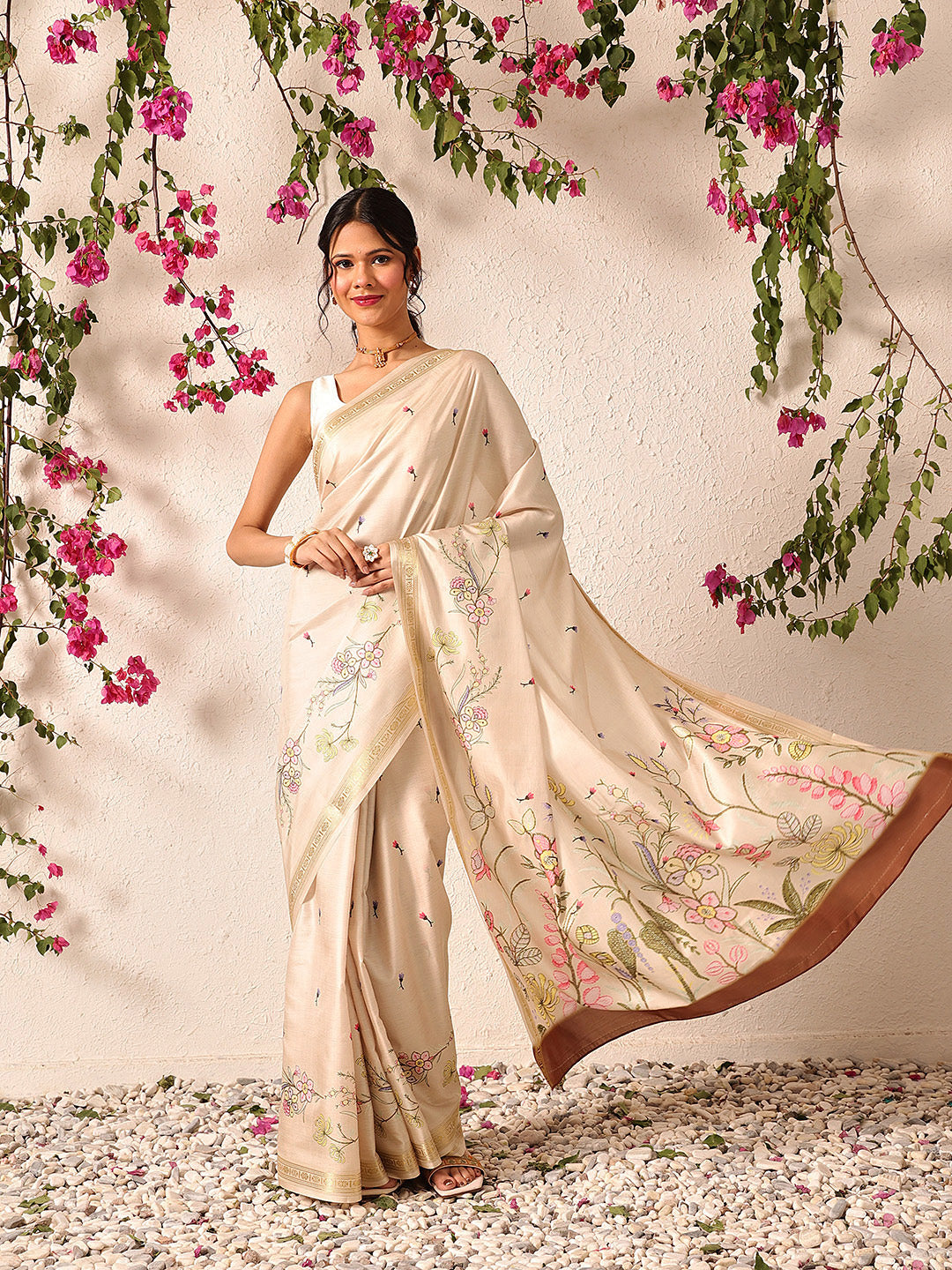 Tussar Color Soft Silk Floral Digital Printed Saree