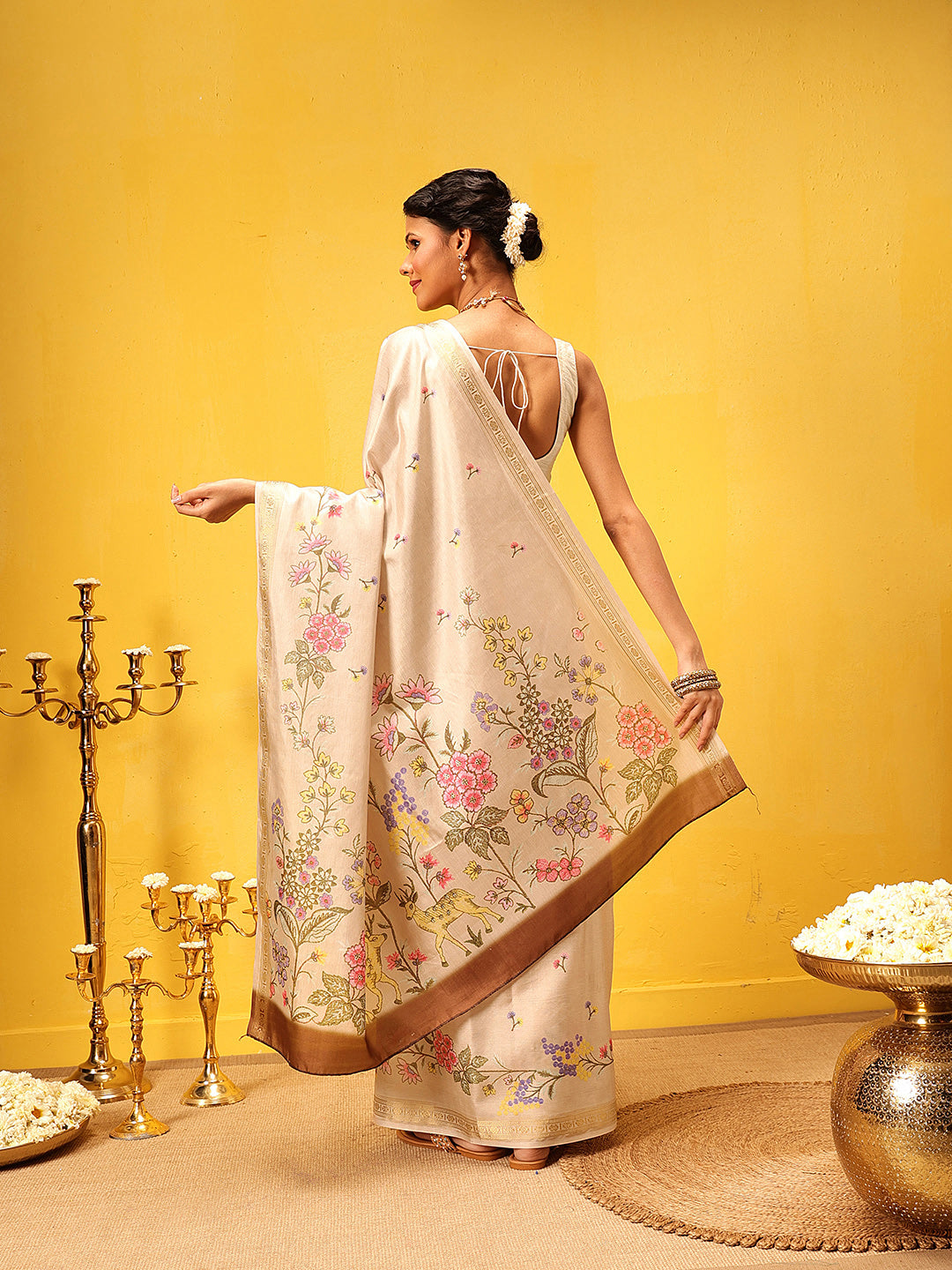 Tussar Color Soft Silk Floral Digital Printed Saree