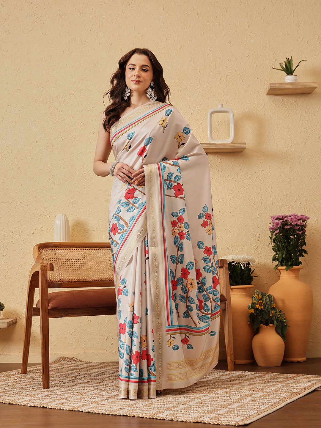 Floral Printed Soft Silk Saree