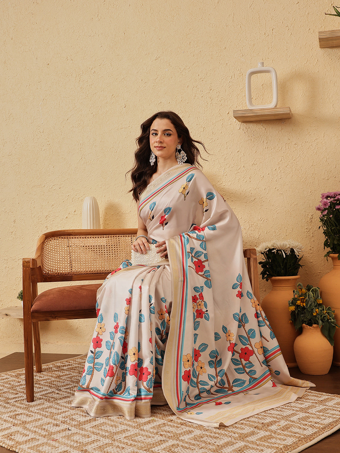 Floral Printed Soft Silk Saree