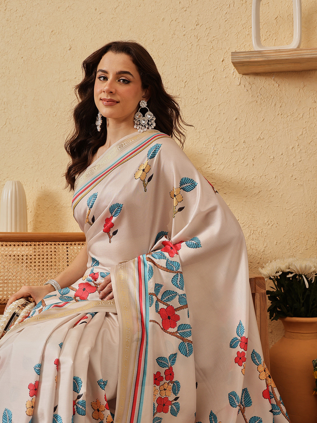 Floral Printed Soft Silk Saree