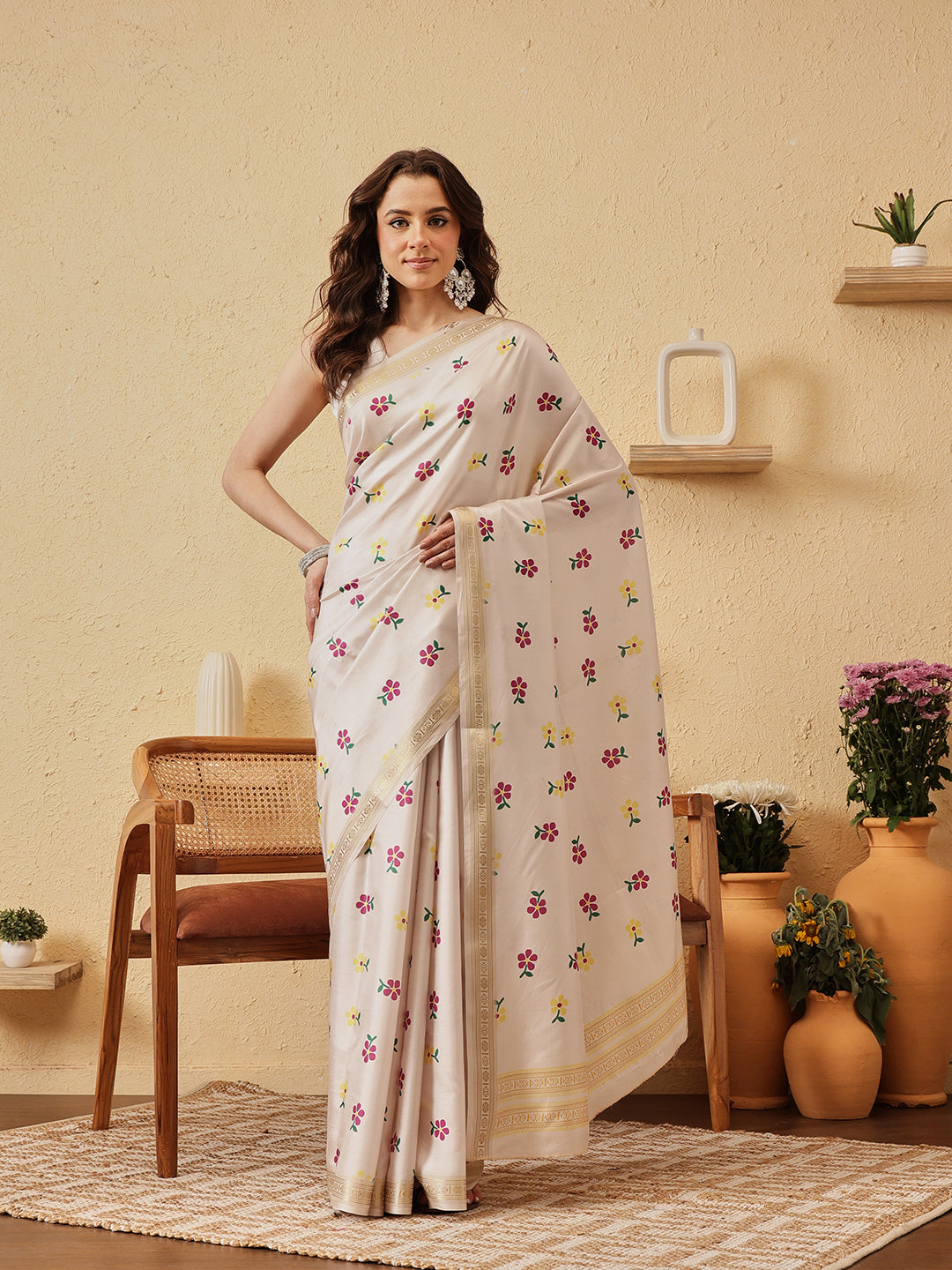Floral Printed Soft Silk Saree