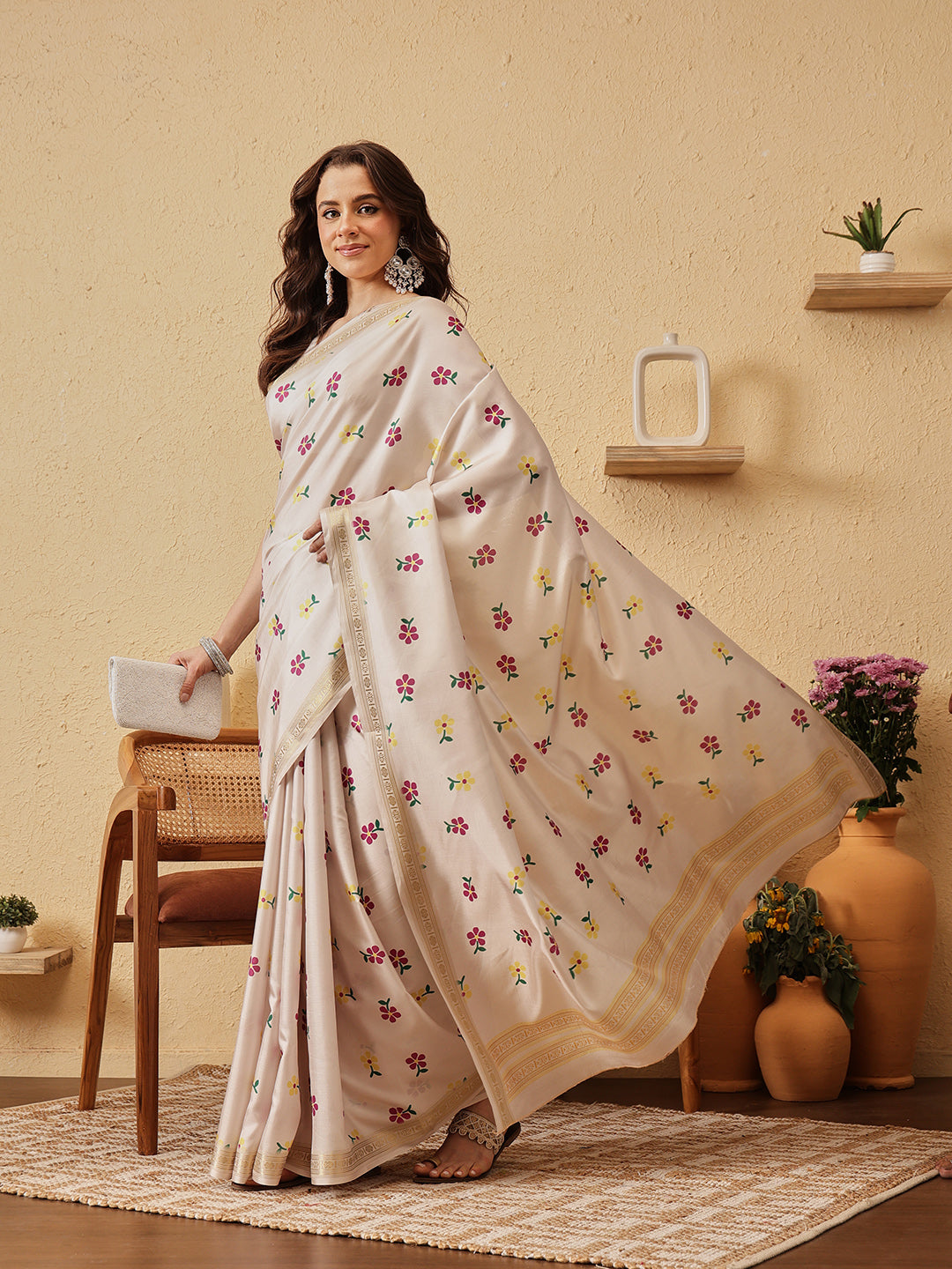 Floral Printed Soft Silk Saree