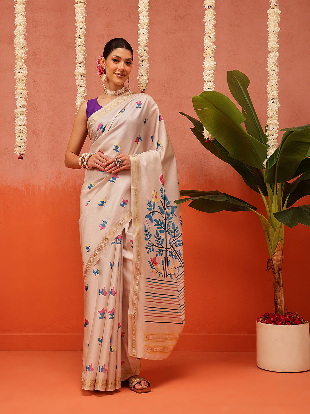 Floral Printed Soft Silk Saree