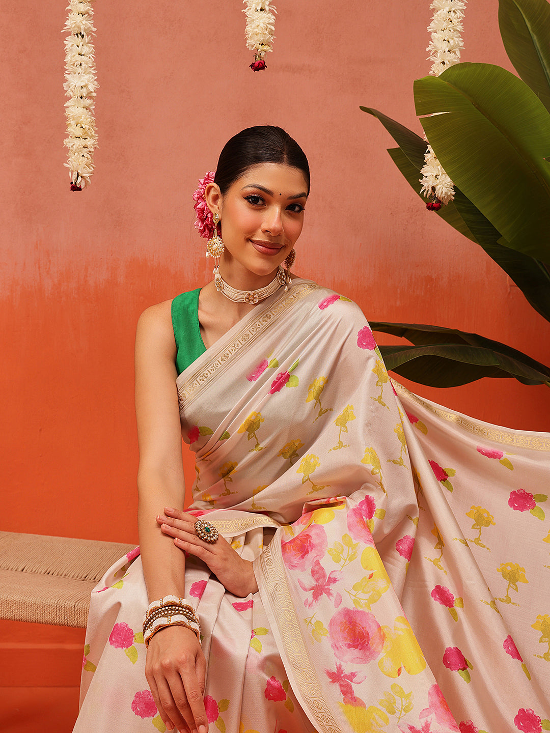 Floral Printed Soft Silk Saree
