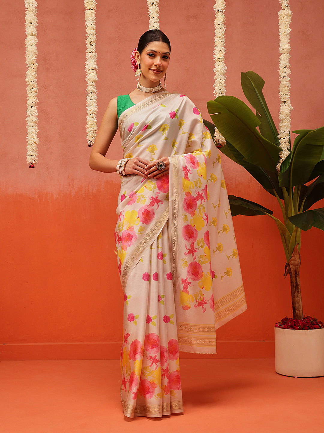 Floral Printed Soft Silk Saree
