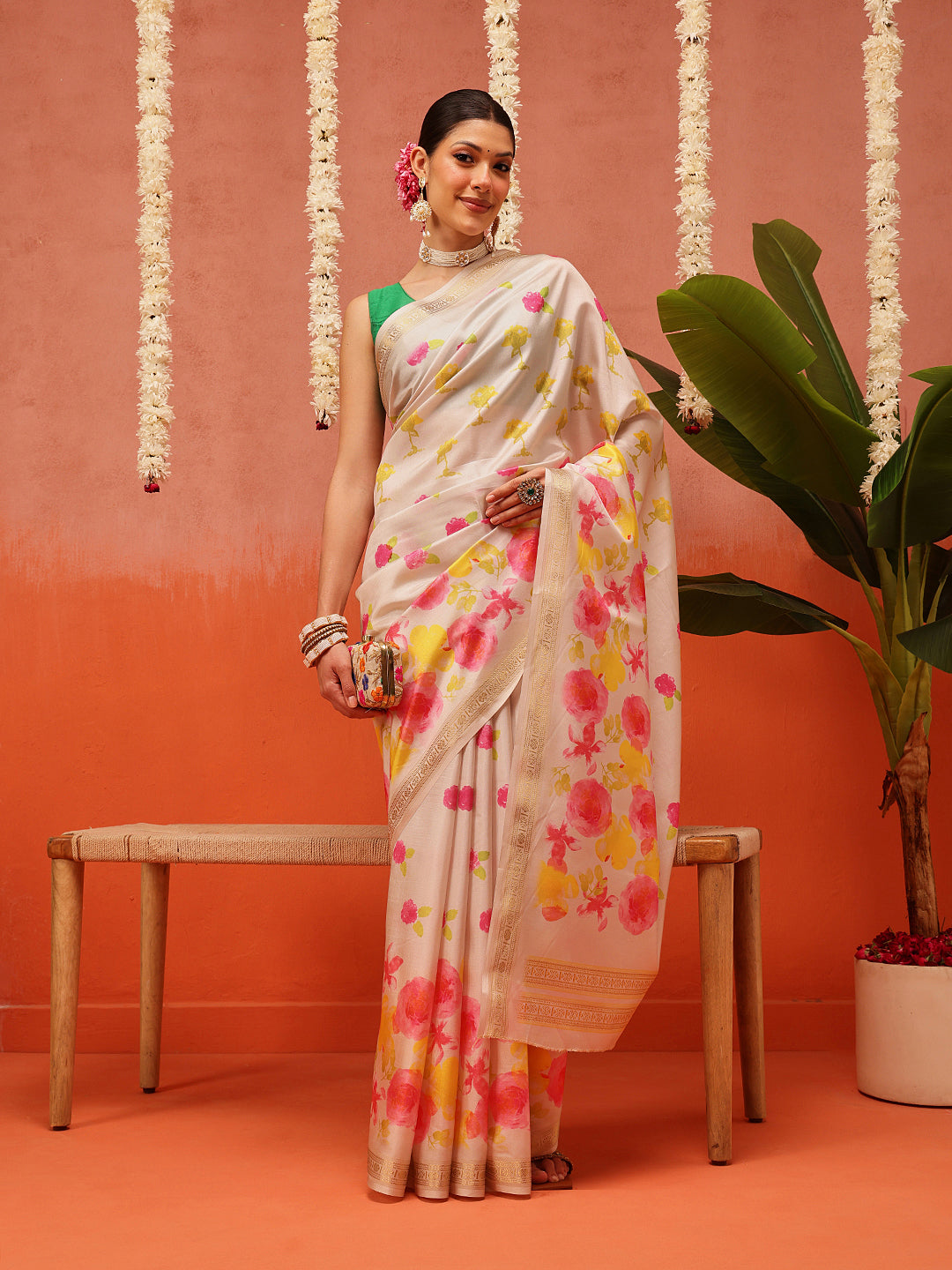Floral Printed Soft Silk Saree