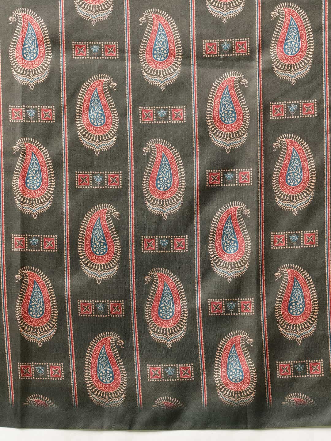 Ajrakh Printed Soft Silk Saree With Unstitched Printed Blouse – Black – view 5