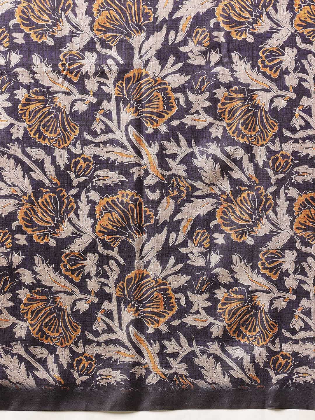 Ajrakh Printed Soft Silk Saree With Unstitched Printed Blouse – Blue – view 5