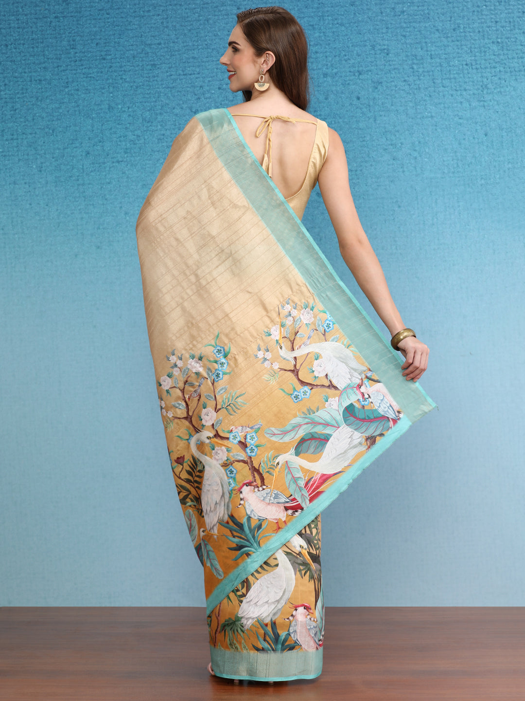 Vibrant Hues Digital Printed Zari Border Silk Saree