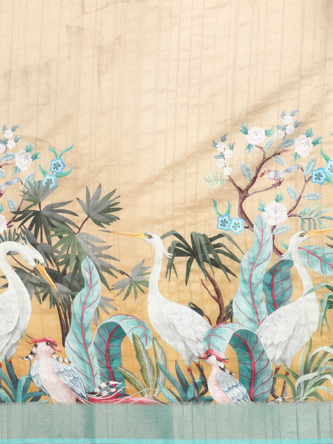 Vibrant Hues Digital Printed Zari Border Silk Saree