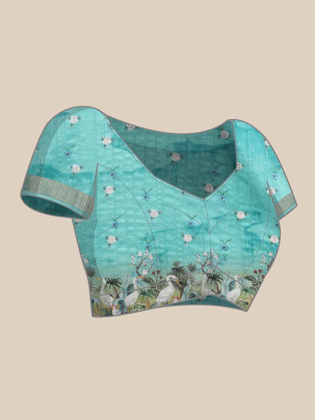 Vibrant Hues Digital Printed Zari Border Silk Saree