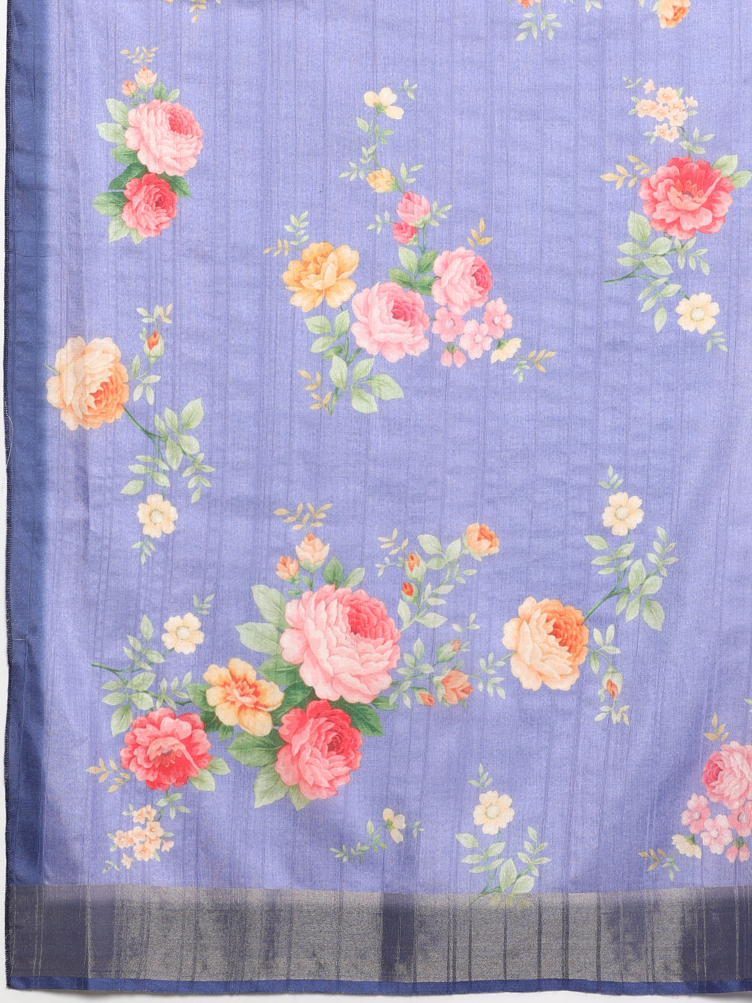Vibrant Hues Digital Printed Zari Border Silk Saree