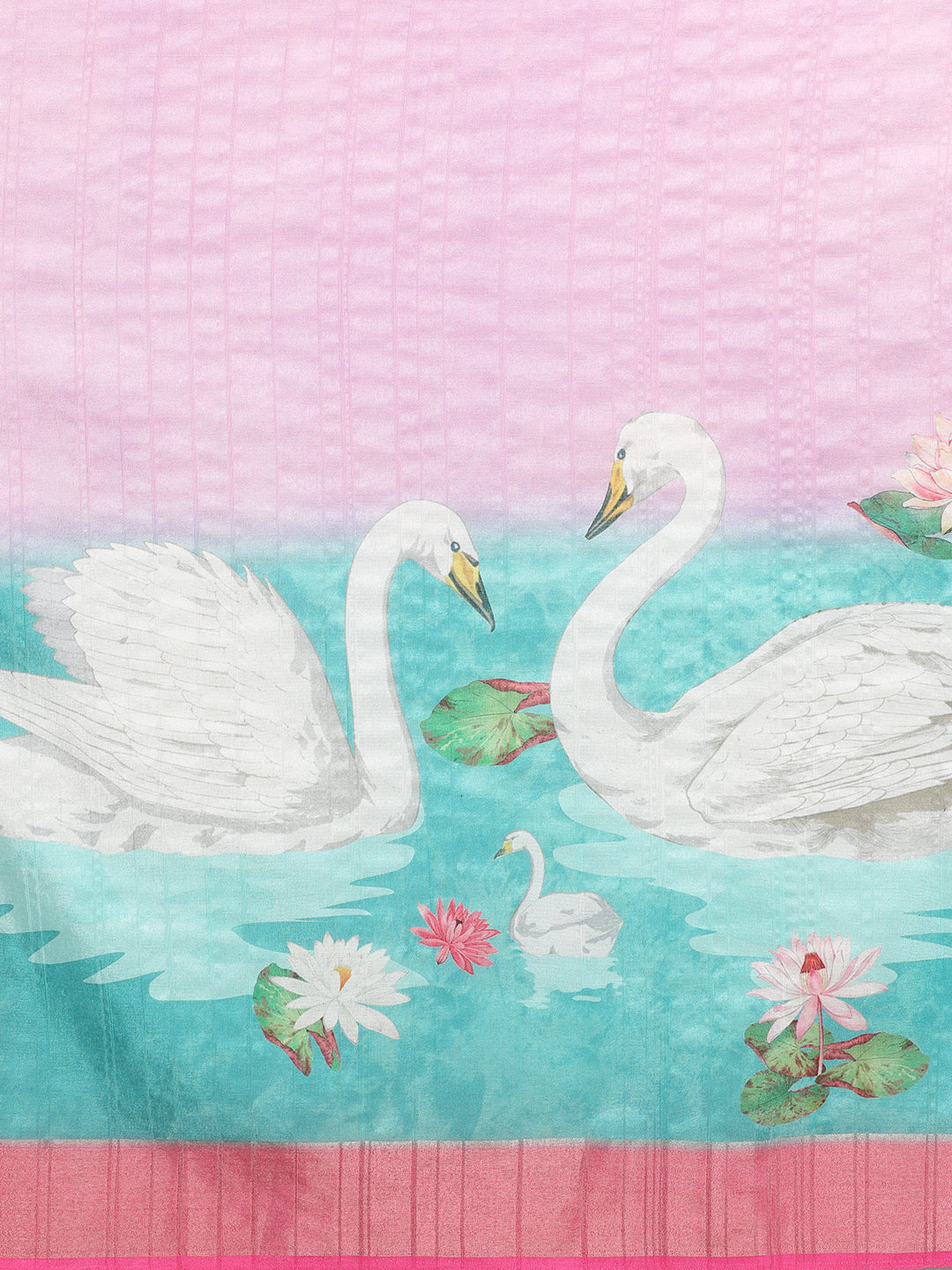 Vibrant Hues Digital Printed Zari Border Silk Saree