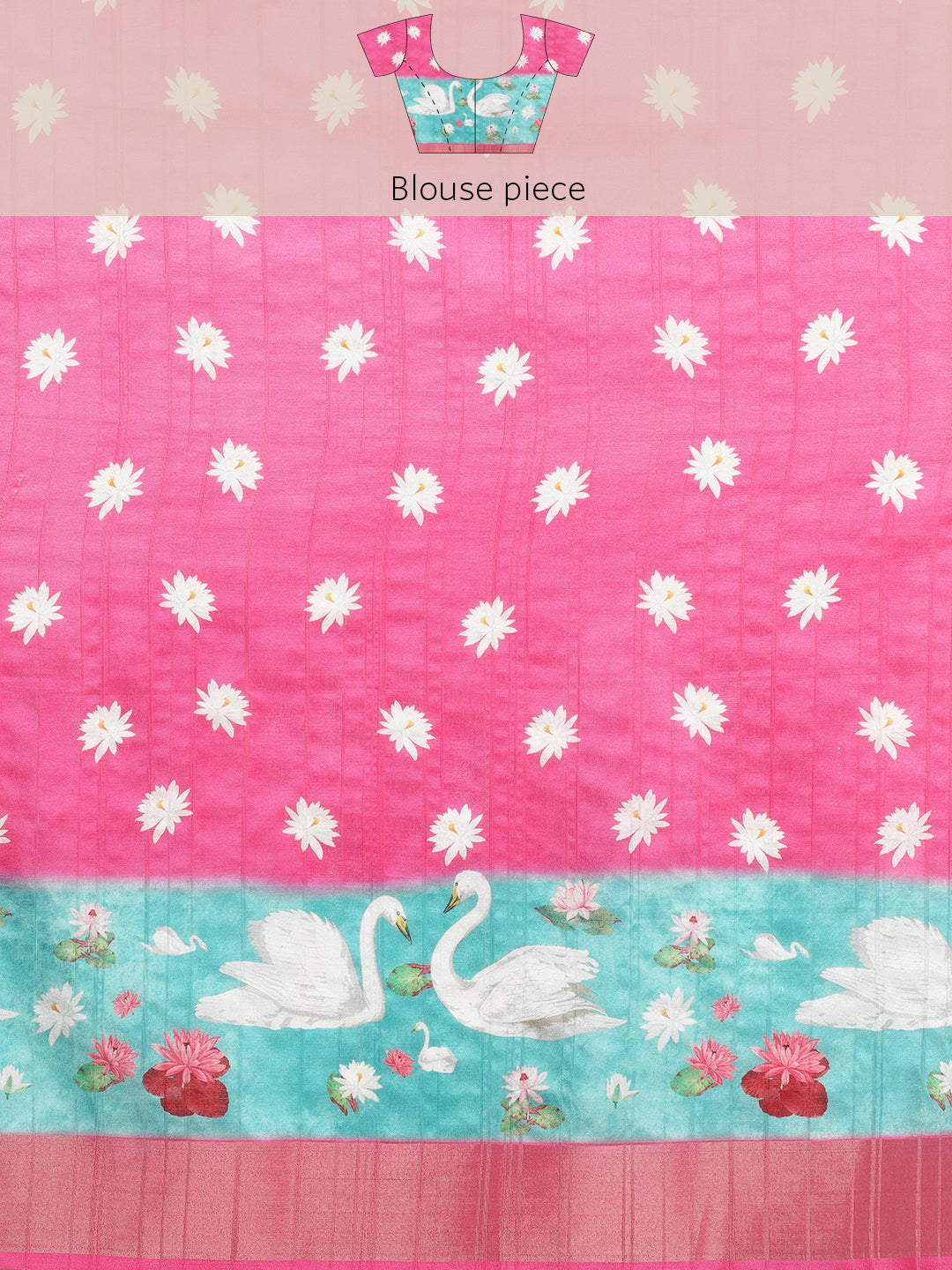 Vibrant Hues Digital Printed Zari Border Silk Saree