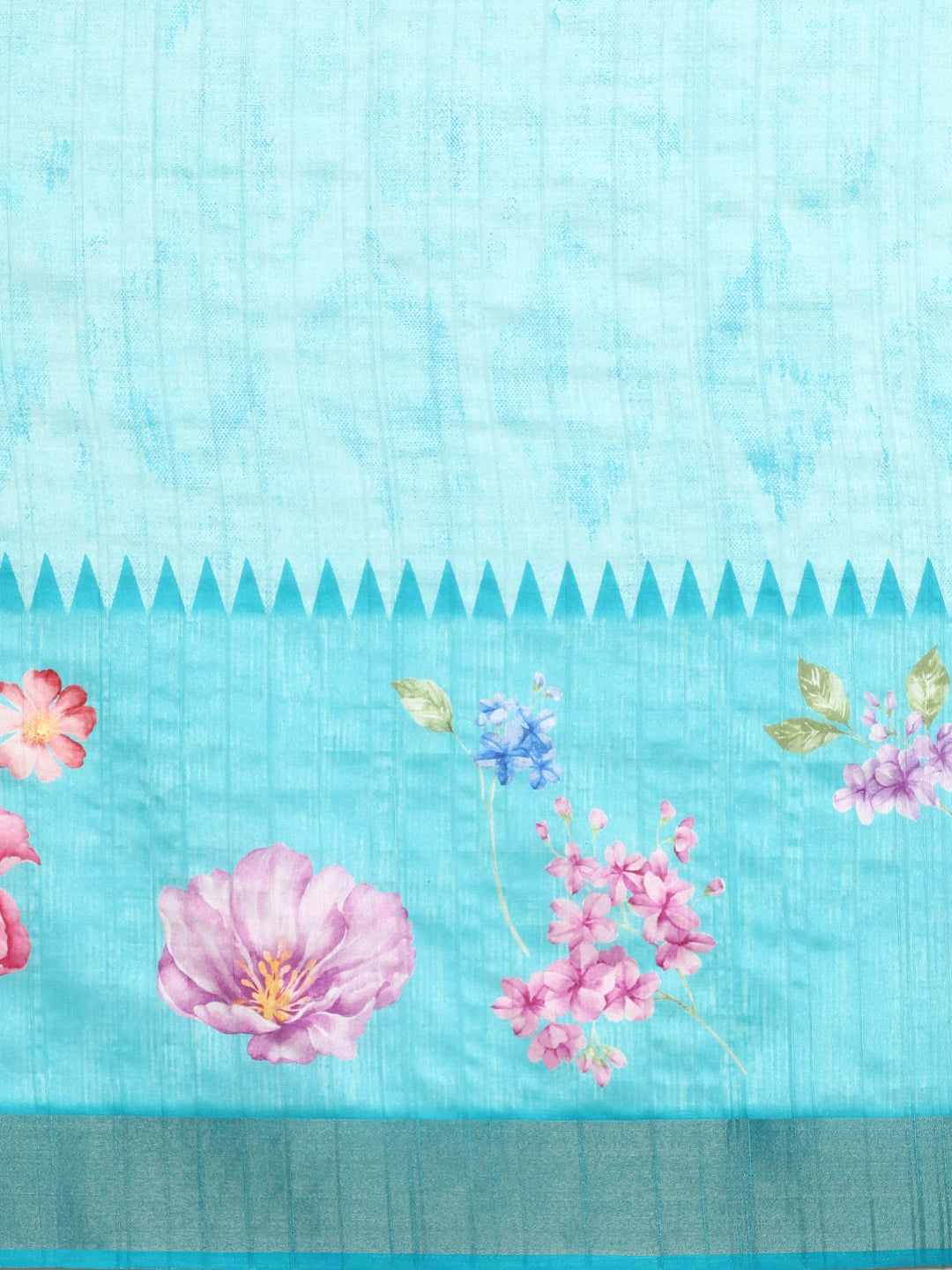 Vibrant Hues Digital Printed Zari Border Silk Saree