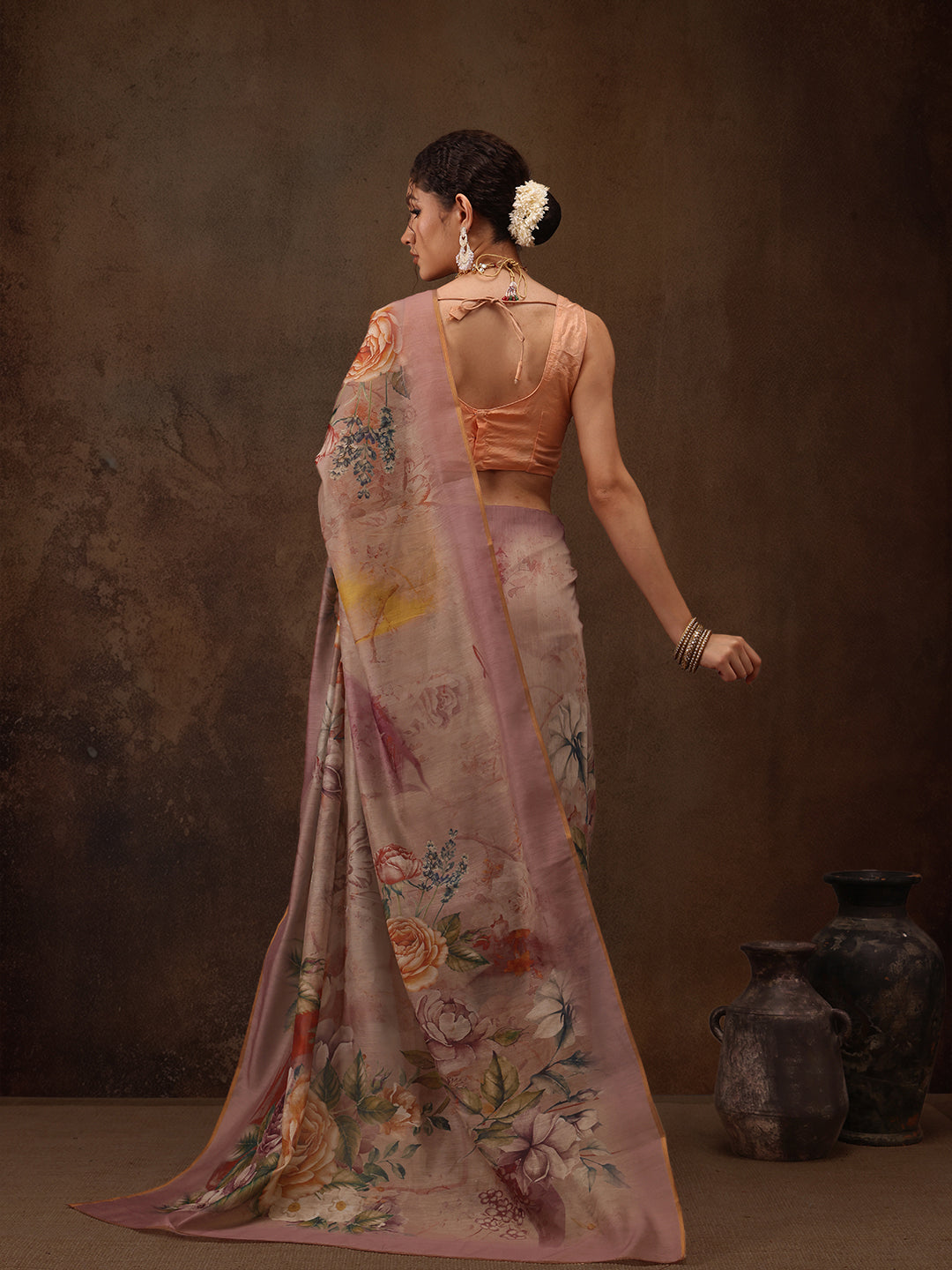 Floral Printed Cotton Blend Saree