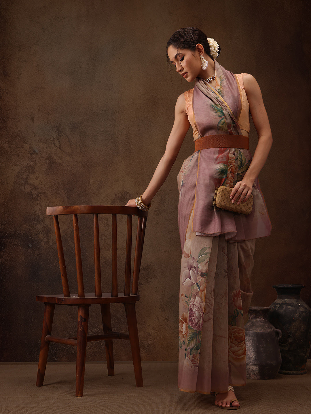 Floral Printed Cotton Blend Saree