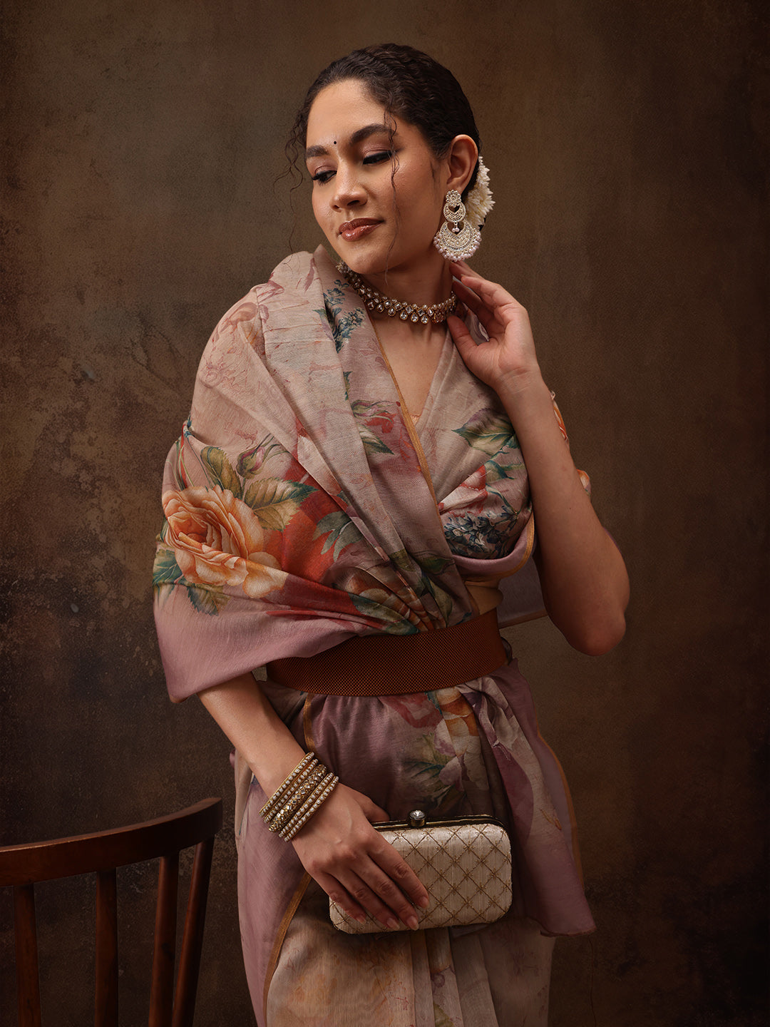 Floral Printed Cotton Blend Saree