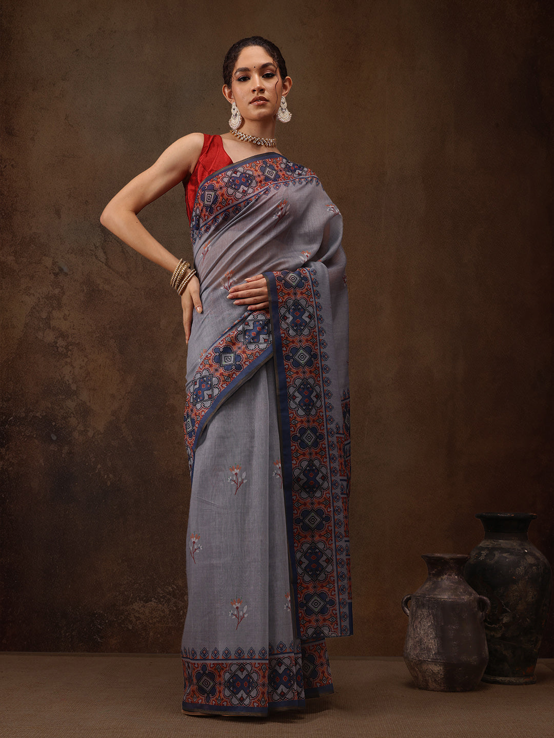 Floral Printed Cotton Blend Saree